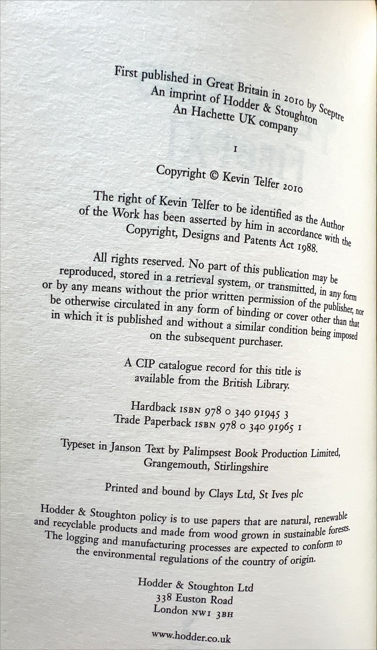 Book, Fiction, Kevin Telfer, Peter Pan’s First XI, Inside view