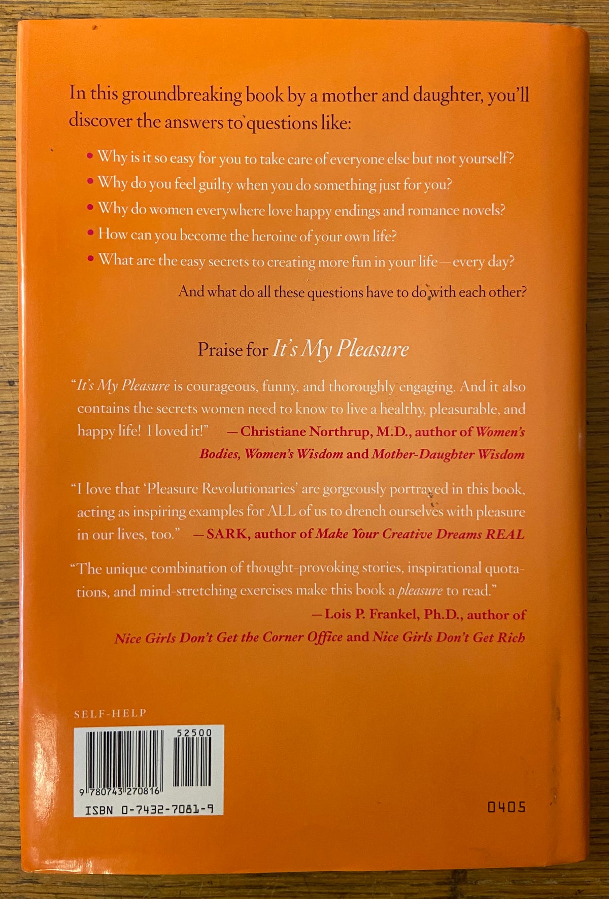 Book, Self Help, Maria Rodale and Maya Rodale, It’s My Pleasure, Back view